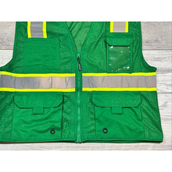 Kishigo high visibility, multi pocket reflective, vest, green size L/XL - Picture 3 of 11